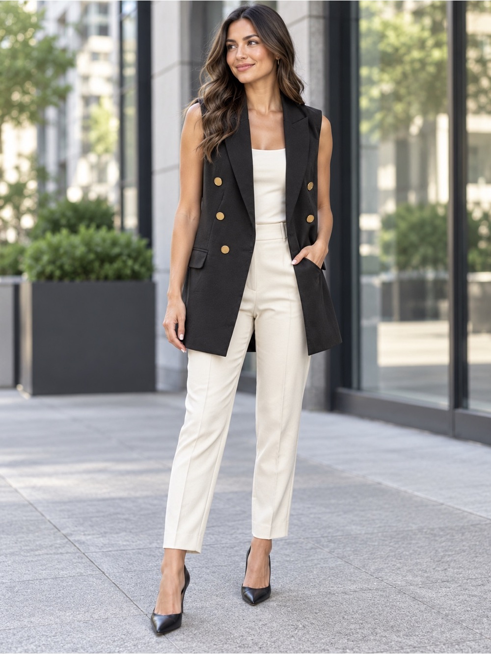 Joie Black Double-Breasted Longline Blazer Vest Size XS NWT